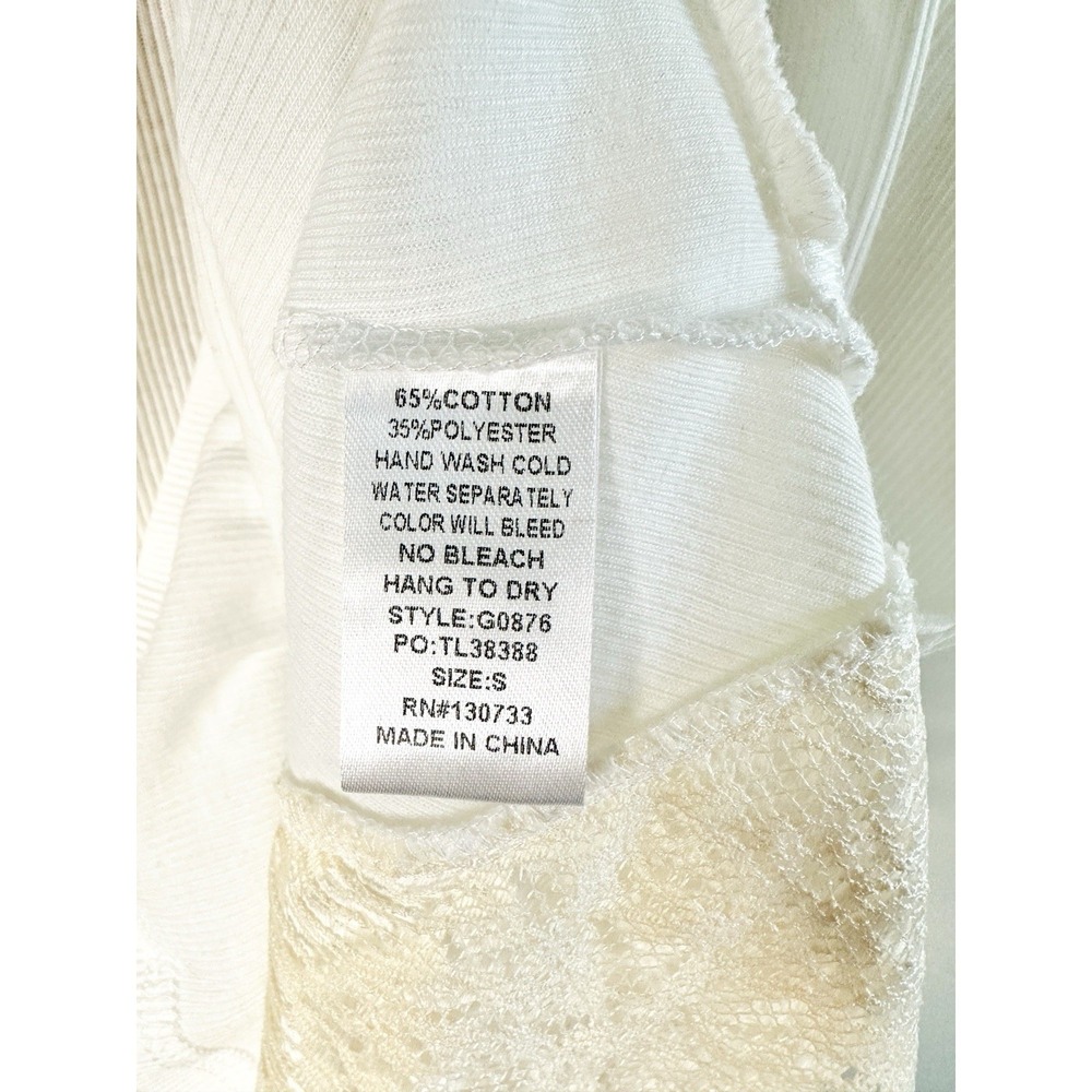 Umgee Boho Lace Tank Top S White Open Tie Back Ruffle Cottagecore Romantic NWT - Picture 10 of 11